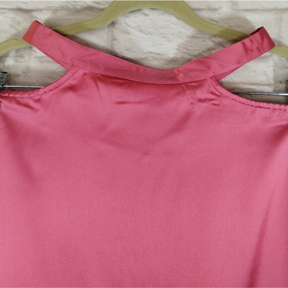 R WeWoreWhat Womens Hot Pink Satin Charmeuse Cut Out Waist Tie Midi Skirt NWT S - Picture 5 of 12